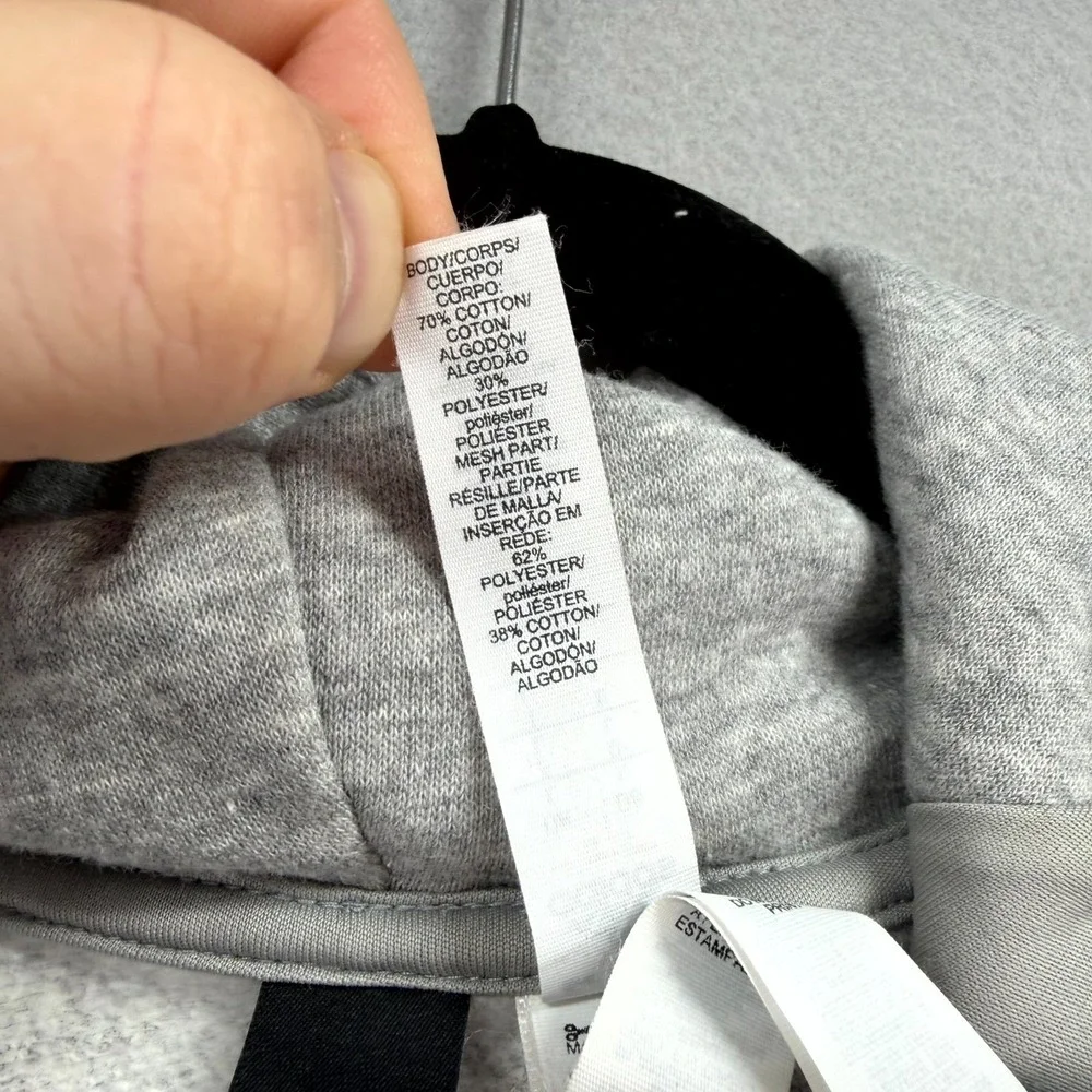 Adidas Fleece Hoodie Mens Large Navy Gray Fleece Lined Three Stripes Quarter Zip